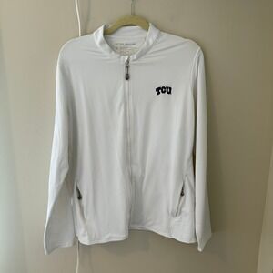 Peter Millar TCU Horned Frogs Full Zip Performance Jacket White XL UPF 50+